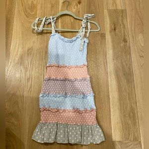 Multi-colored ruffle mid length dress!